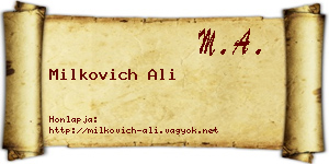 Milkovich Ali névjegykártya